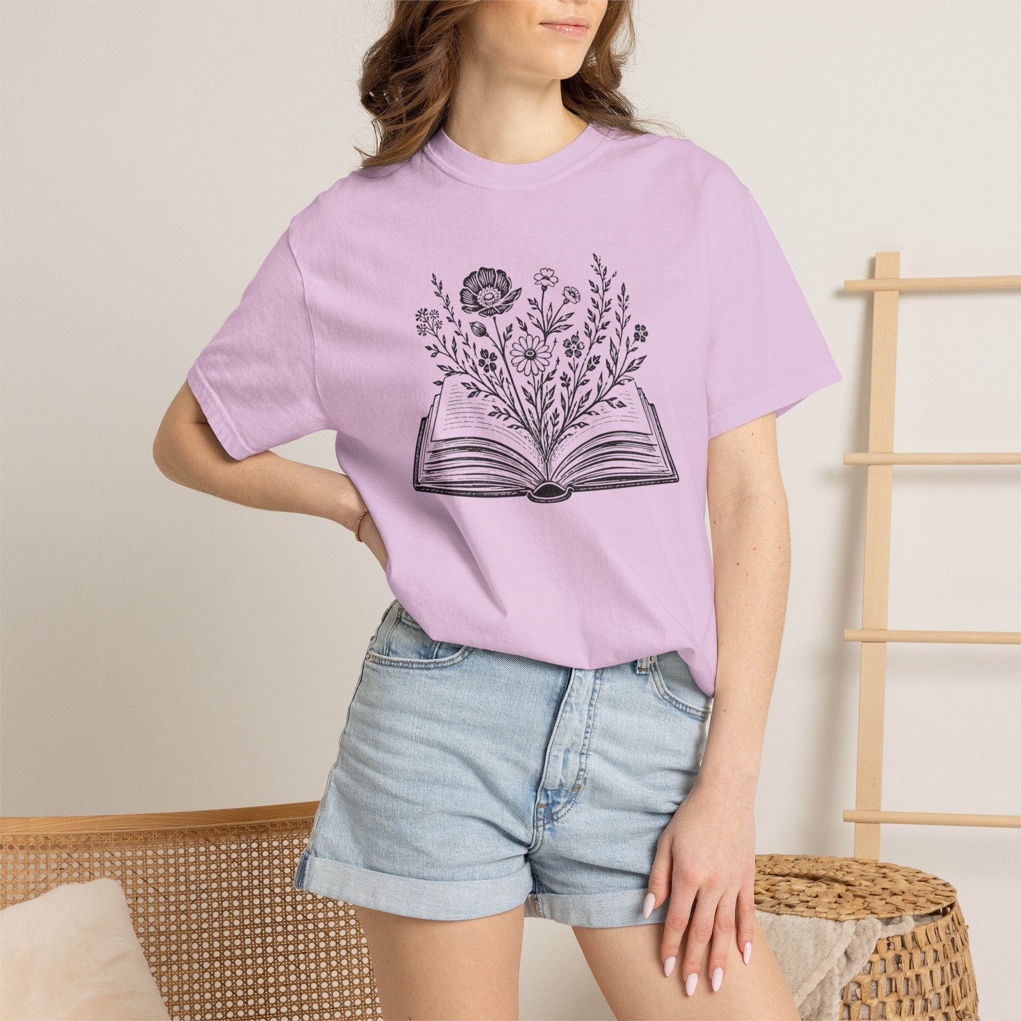 Flowers And Book T-Shirt