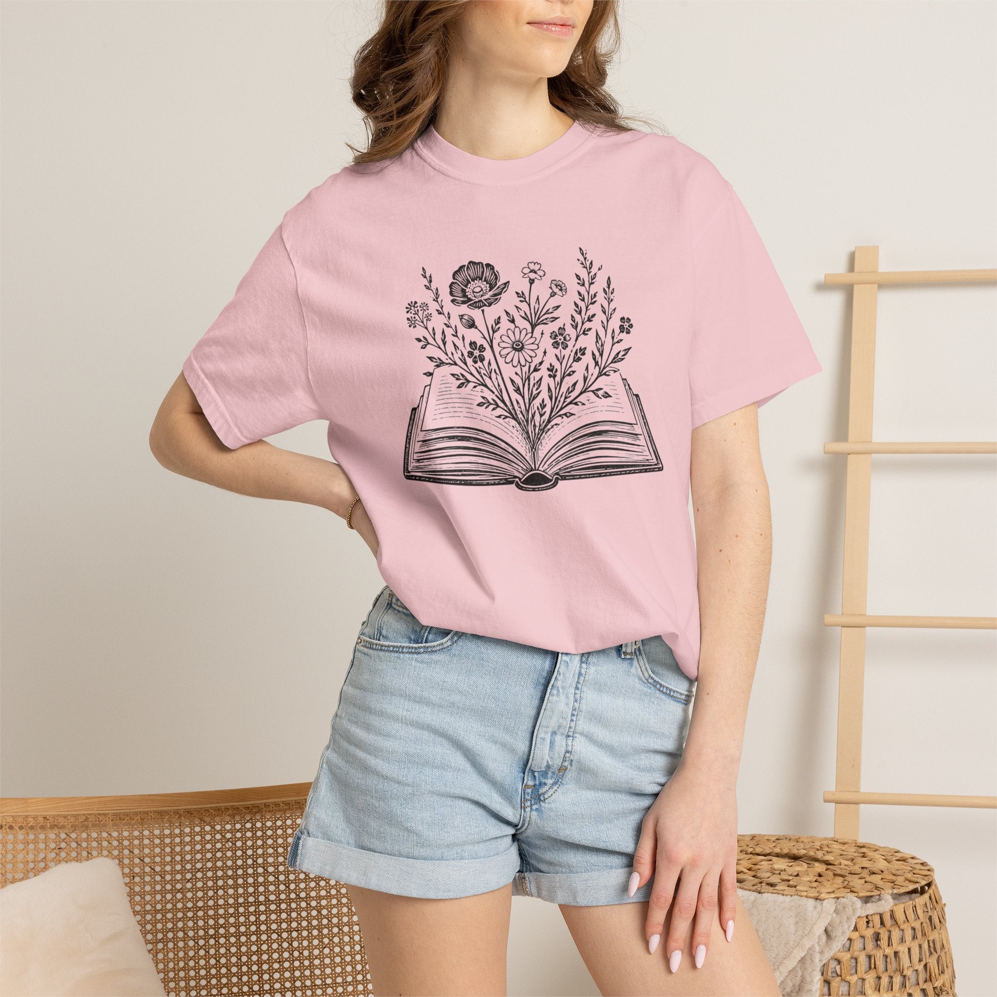 Flowers And Book T-Shirt